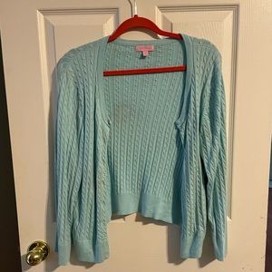 GUC Lilly Pulitzer light blue cable knit cardigan size XL